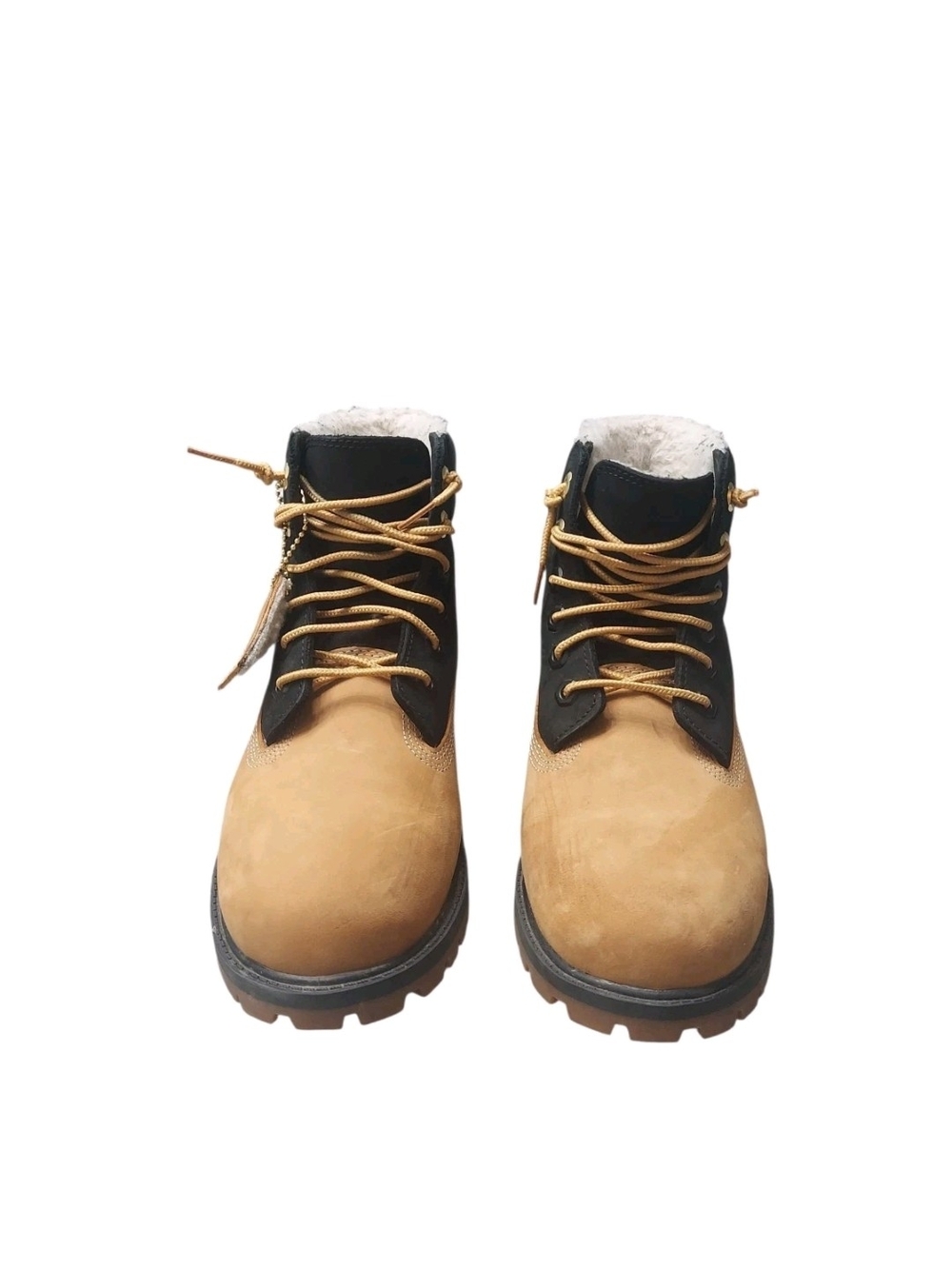 Timberland Premium 6-Inch Shearling Boots Boys Size 7 Wheat Black
